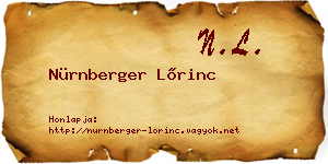 Nürnberger Lőrinc névjegykártya